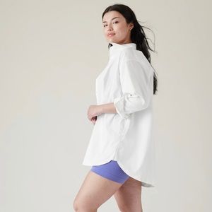 Athleta White Oversized Poplin Buttondown Shirt NWT Size Small